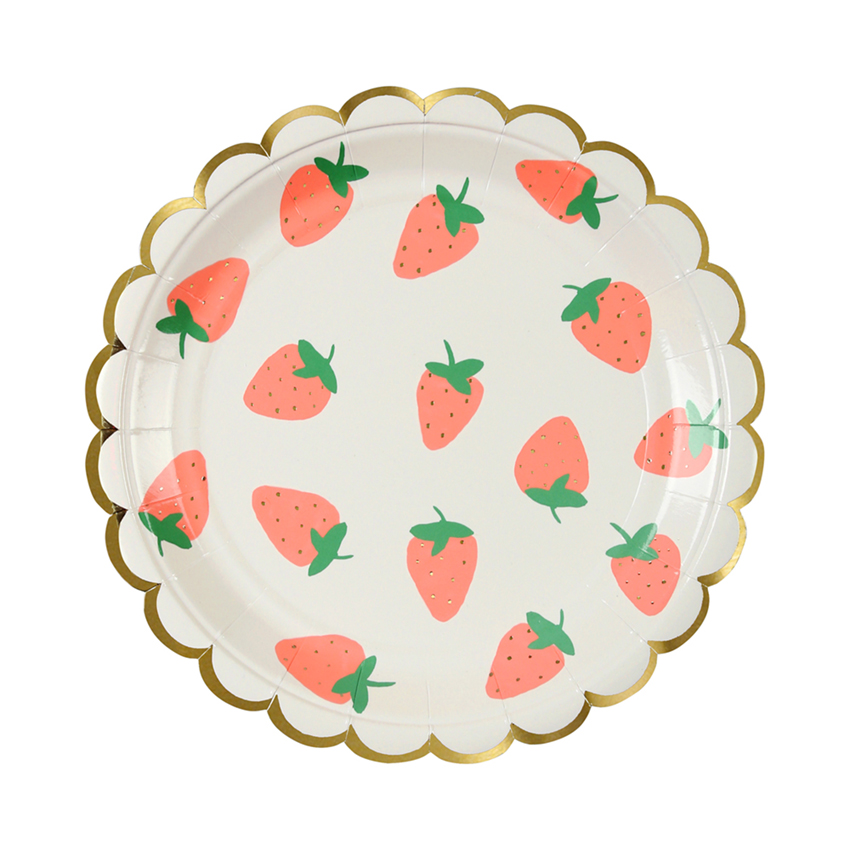 Strawberry Print Small Paper Plates By Meri Meri